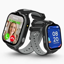 Kids Smart Watch GPS Phone 4G iOS Android SOS Camera School Mode Black