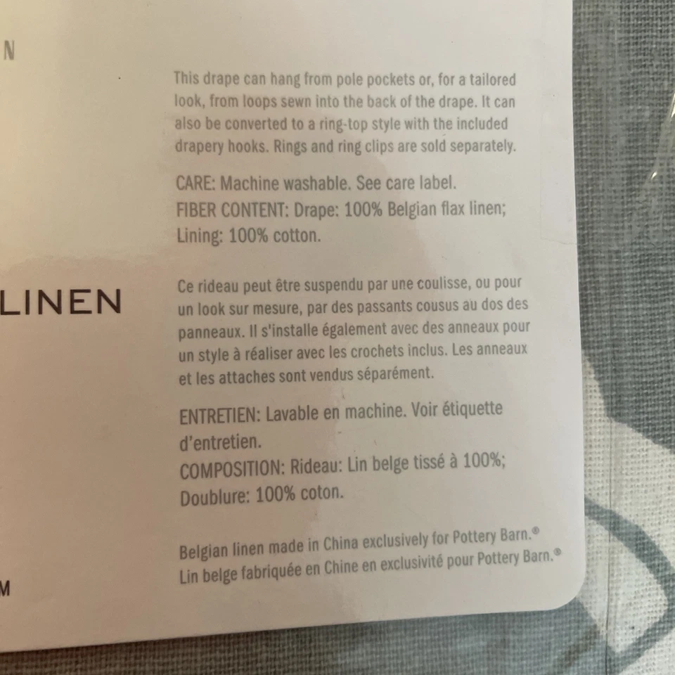 Pottery Barn 3-in-1 Pole Top Belgian Flax Linen 2-Curtains 50" x 84", Grey - Image 3 of 4