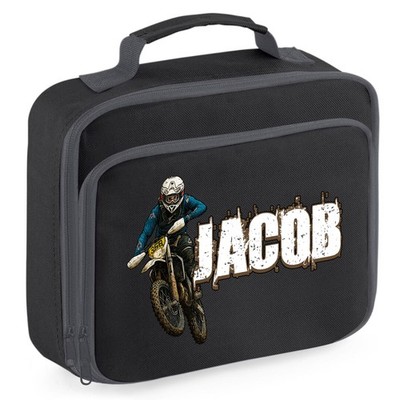 Personalisierte Motorcross Brotzeittasche Action Shot Custom Dirt Bike Schule Nu...