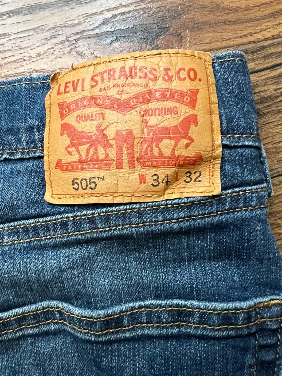 Levis 505 Regular Fit Jeans, Size 34 x 32 - Blue
