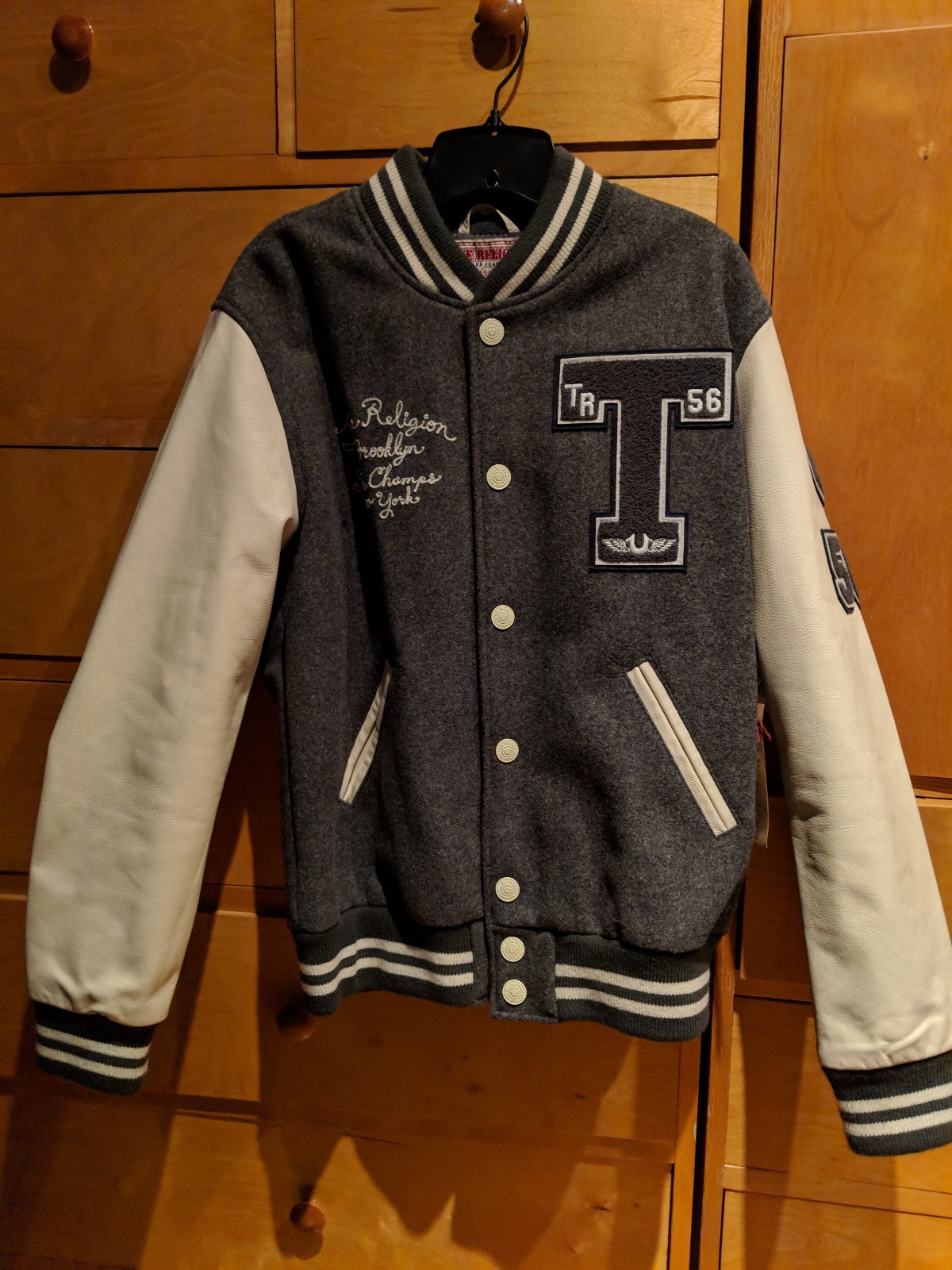 Richie Letterman Varsity Jacket. Gray 