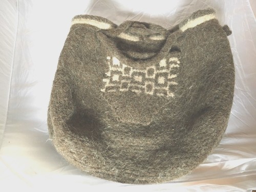 UnIQue WOOL LARGE hand bag tote ONE OF A KIND Purse Carry All - Picture 7 of 12