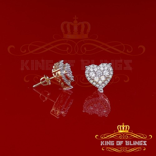 Aretes Para Hombre 925 Yellow Silver 1.64ct Cubic Zirconia Heart Women's Earring - Picture 3 of 12