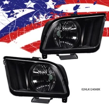 2 PCS FIT FOR 05-09 FORD MUSTANG BLACK HOUSING HEADLIGHT REPLACEMENT HEAD LAMPS