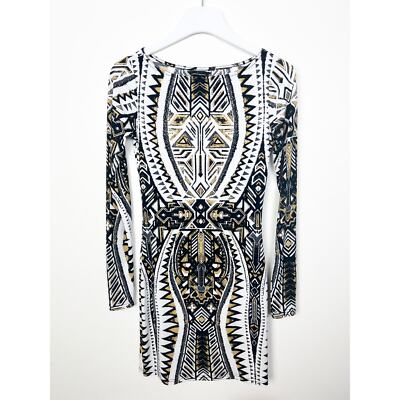 black and white geometric bodycon dress Windsor Black White Geometric Knit Bodycon Dress Size Small