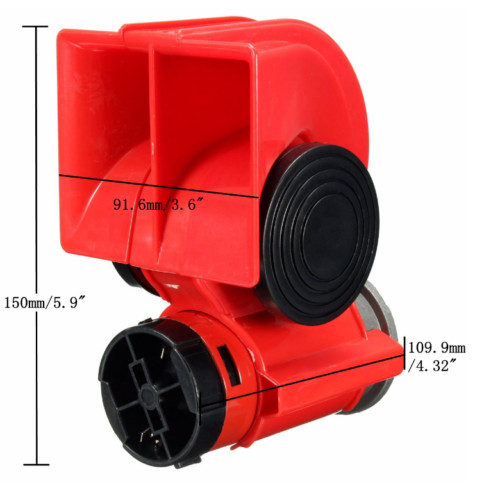 Twin Dual Tone Compact Air Loud Horn 24V Compressor Red Truck Car Bus Van NEW