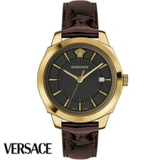 Versace VEV900319 Icon Classic gold brown Leather Swiss Made Men's Watch NEW