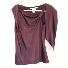 Max Studio Top M Plum Purple Sleeveless Asymmetric Rouched Career Blouse NWT $88