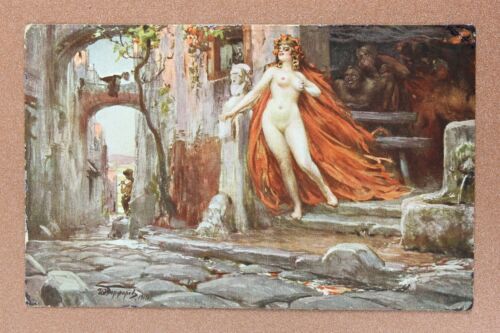 🥀VICE. Famous MESSALINA. Nude woman. RARE Tsarist Russia postcard 1911 Porfirov - Picture 1 of 2