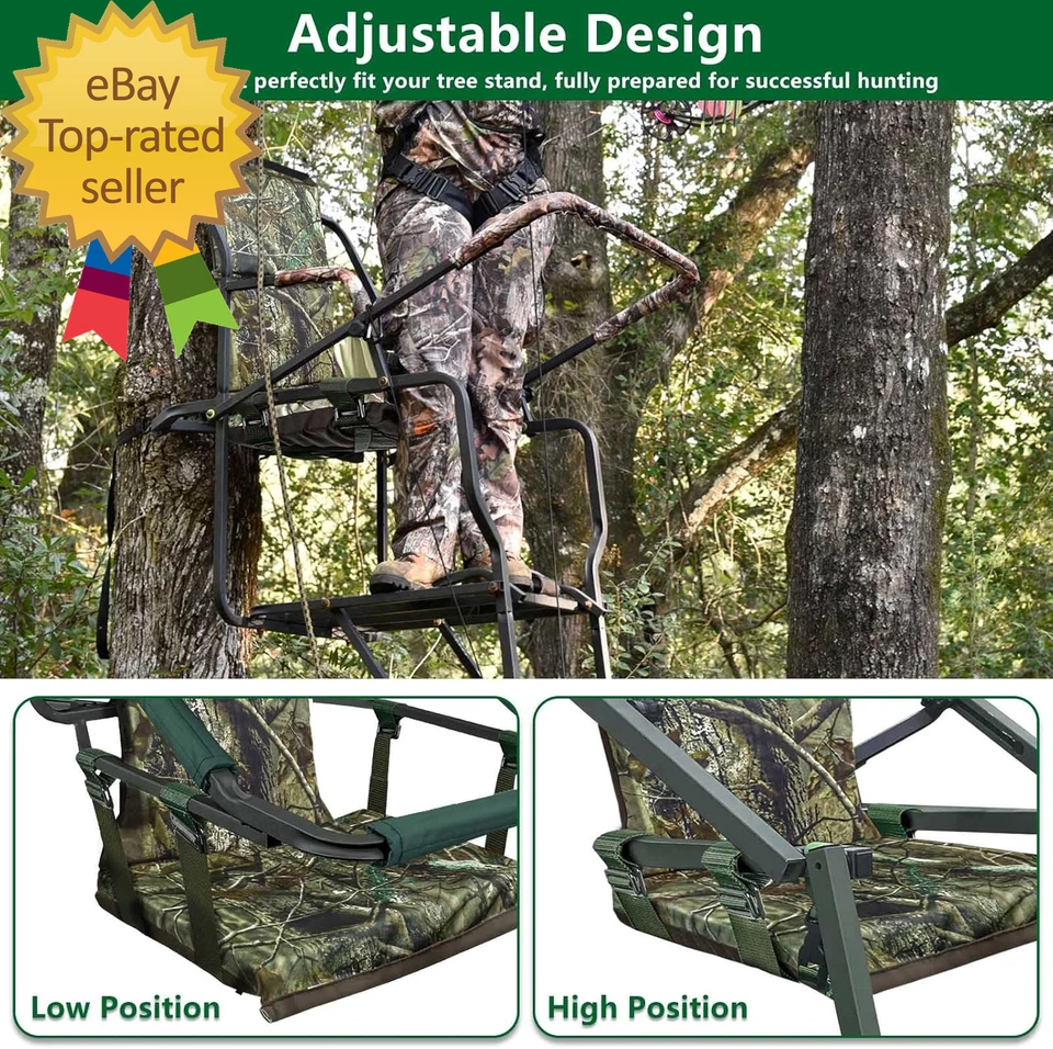 Tree Stand Seat Replacement, Adjustable Treestand Seats for Hunting, Comfortable - Image 4 of 4