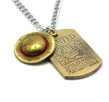 One Piece Strohhut Ruffy Luffy Wanted Necklace Kette Anime Manga Cosplay Neu