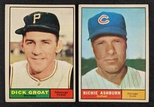 1961 Topps Baseball Lot 2 Cards Richie Ashburn Dick Groat
