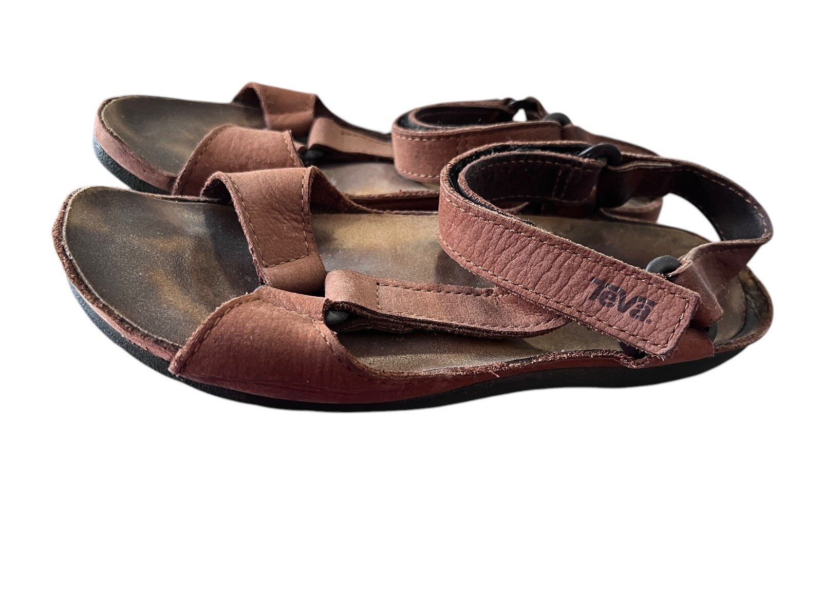 Teva Men’s Size 14 Hiking Sport Sandals Brown Adjustable Hook and Loop Leather Men main image 3