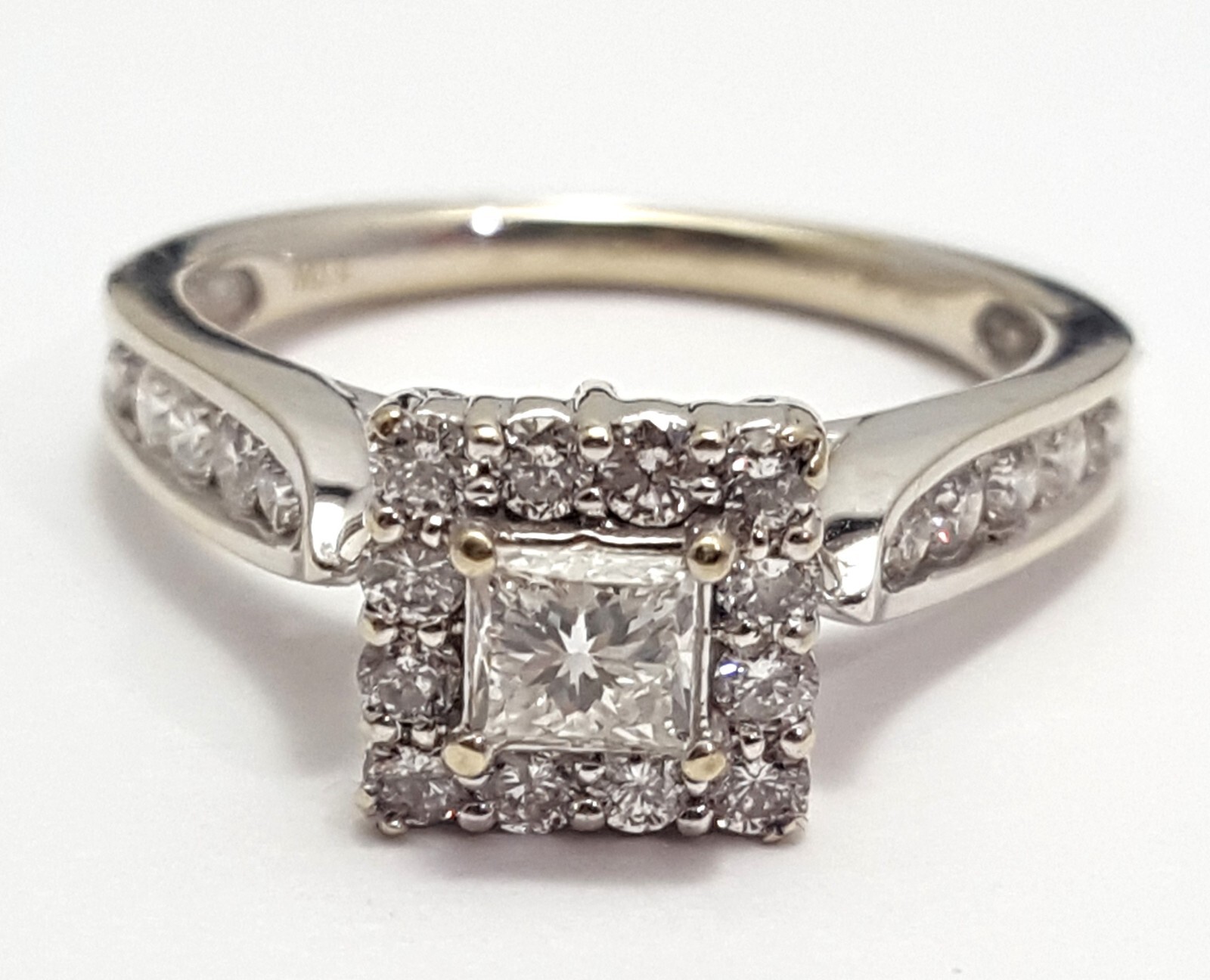 Unique 14K Solid White Gold Wedding Engagement Pr… - image 1