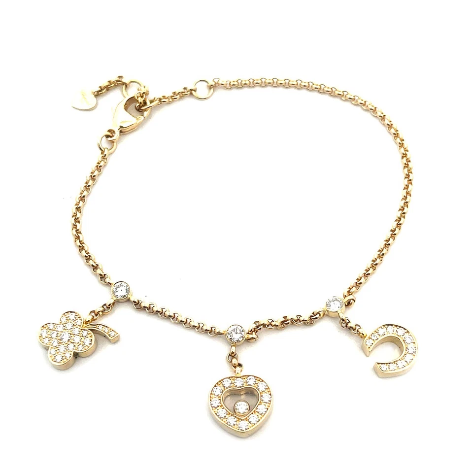 6757 Chopard Happy Diamond Gold Bracelet 18k Yellow Lucky Charms - Image 4 of 4