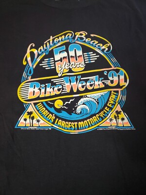 Vtg Daytona Beach Bike Week '91 50 years T-Shirt Harley Davidson