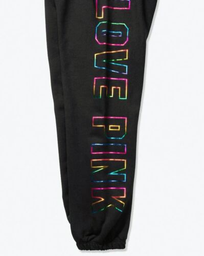 Victoria's Secret PINK EVERYDAY LOUNGE CLASSIC PANT RAINBOW FOIL M rare campus - Picture 2 of 5