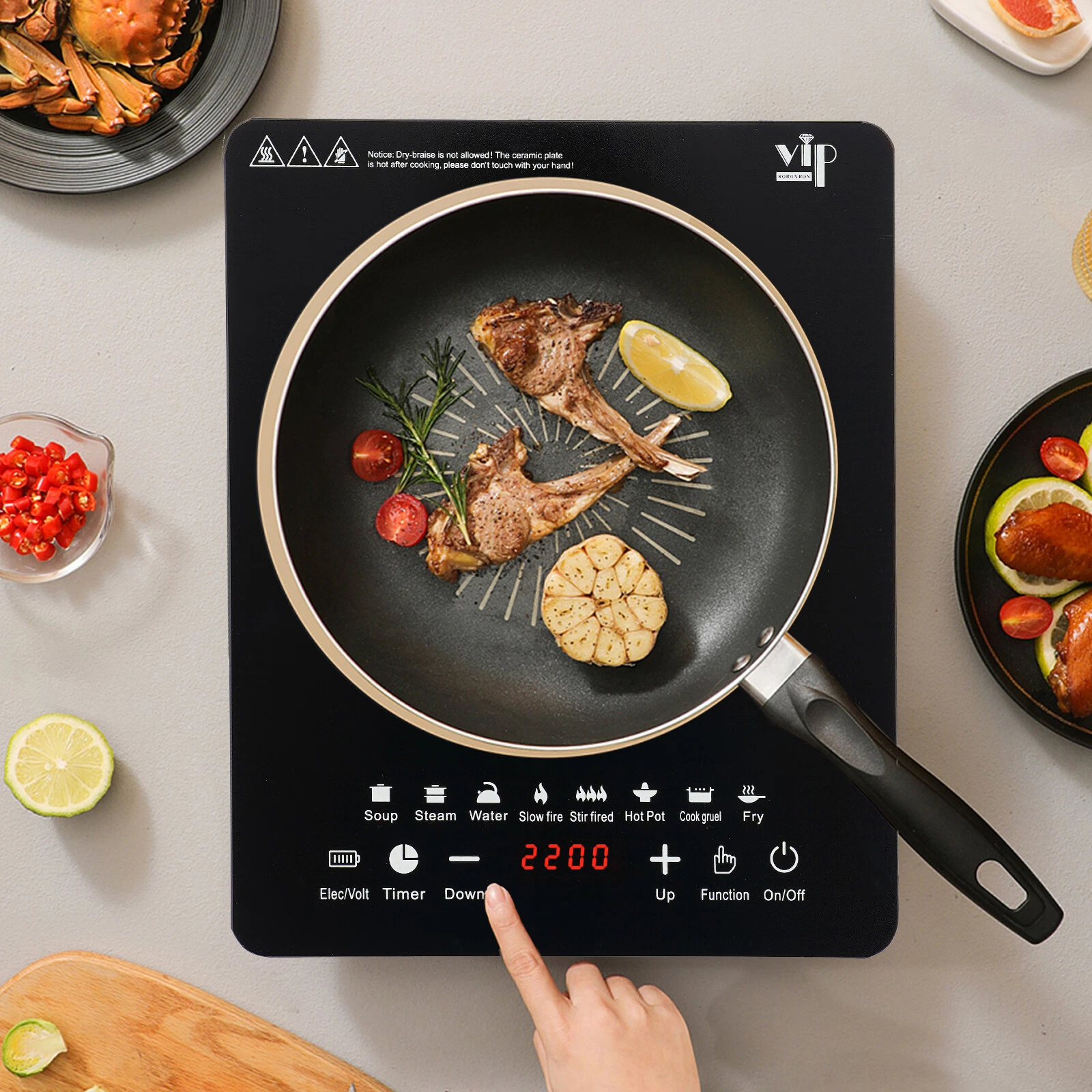 750W Portable Kitchen Countertop Induction Cooktop Burner Electric Hot Stove