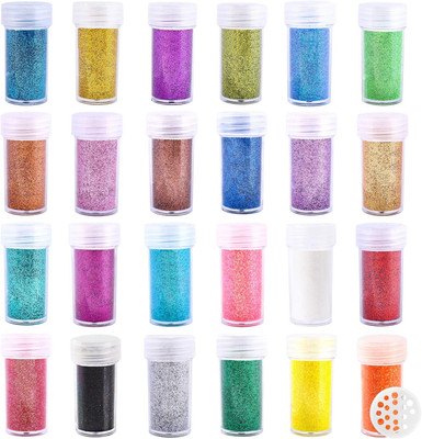 Extra Fine Glitter, Set of 24 Colors Nail Arts Face Hair Eye Lip Gloss Makeup Gl