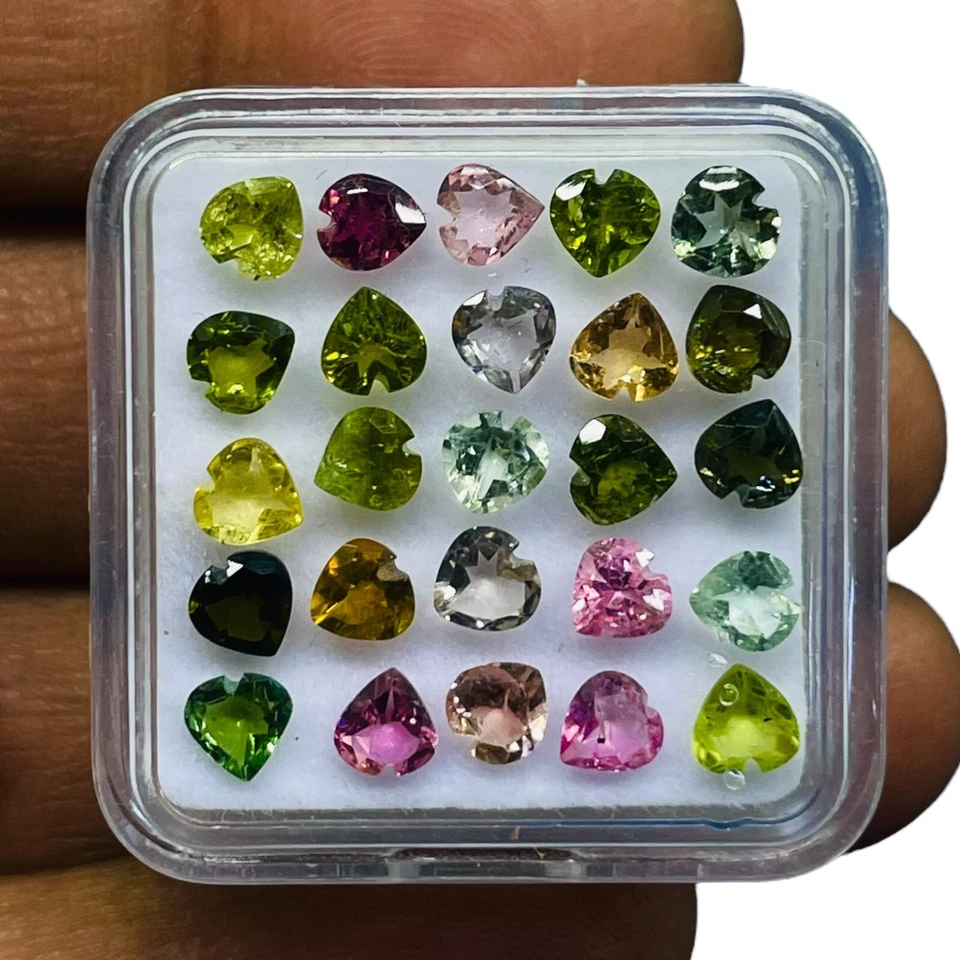 25 Pcs Natural Tourmaline 4x4mm Heart Cut Multi Color Loose Gemstones 5.87 Cts - Image 4 of 4