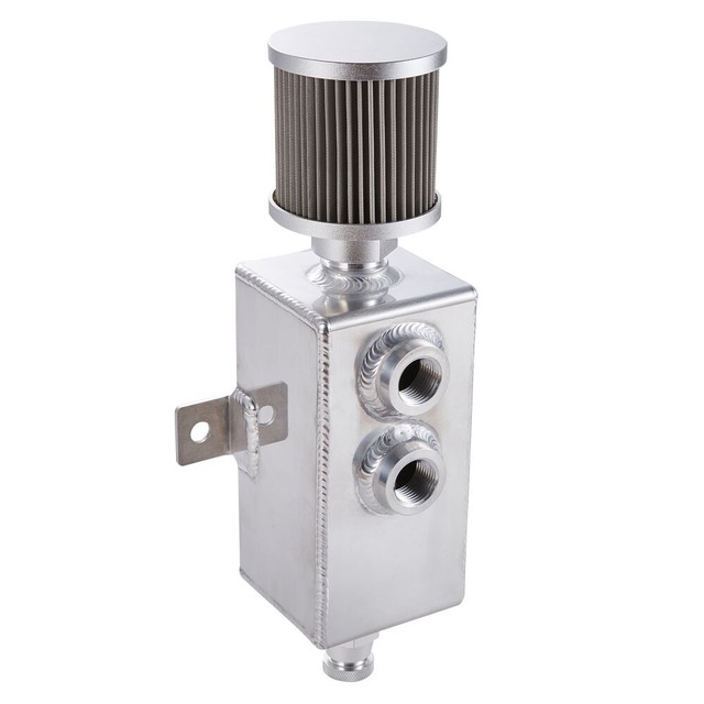 Universal Polished 1L Oil Catch Tank with Breather Filter & Drain Tap Baffled eBay