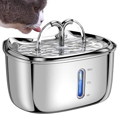 2.5L Automatic Dog Water Fountain Pet Cat Water Drinking Dispenser W/3 Filters