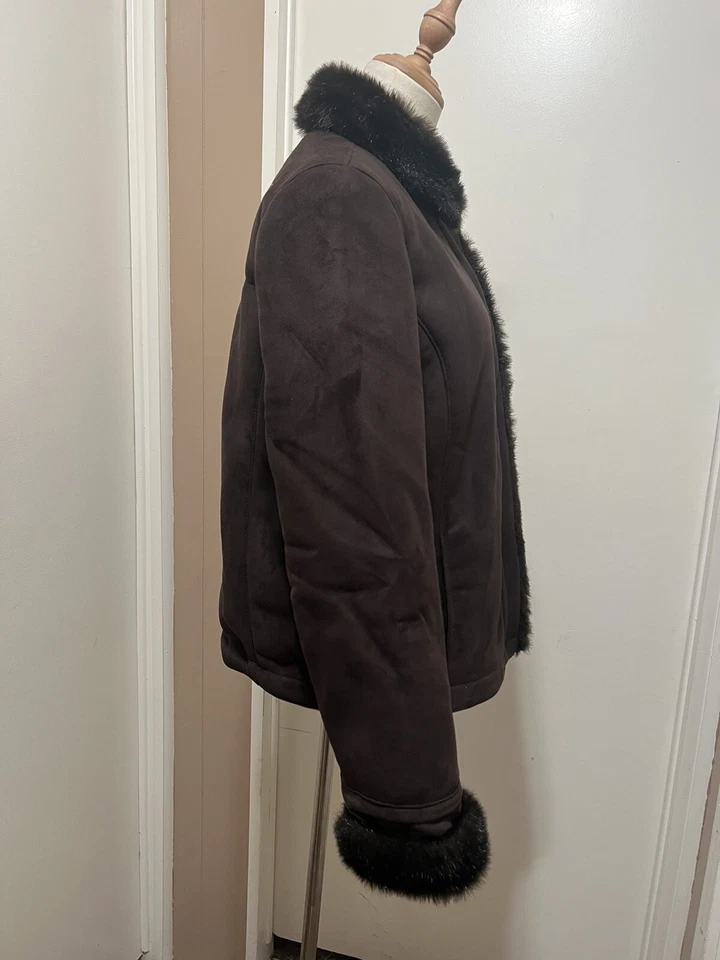 Gabardina Ann Taylor LOFT para mujer de cuero sintético gamuza talla M marrón Foto 4 de 4