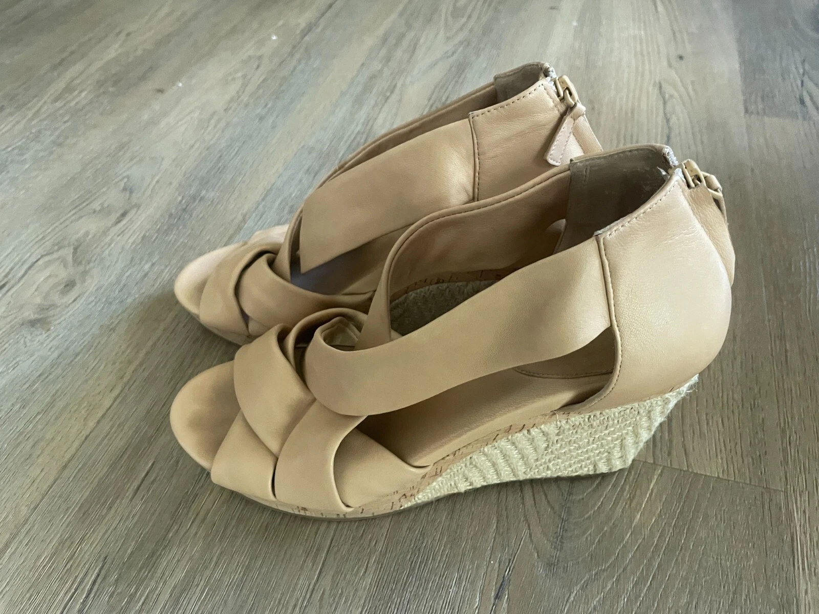 NIKE Sandalo Cole Haan Air BEIGE pelle cinturino zeppa sughero espadrillas plateau 10B