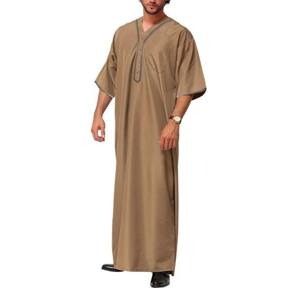 Nightdress Male Robe Men Muslim Nightgown Polyester Abaya Arab