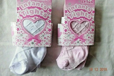SOFT TOUCH Baby Mädchen Säugling Rauten Design Strumpfhose weiß, rosa, creme Neu mit Etikett - 24 Monate reich an Baumwolle