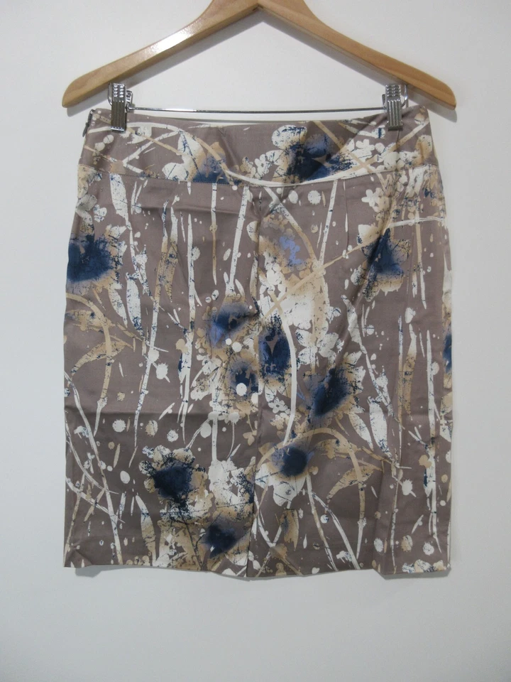 Talla 10P 10 Petite NUEVO ALFANI Gris con Azul Marino Floral Falda Lápiz Hasta la Rodilla Foto 4 de 4