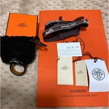 Hermes Scarf Ring Noir Silver Accessories New/Used