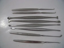 Lot of 8 V. Mueller MO330 Hook, Codman Sklar Dissector & Knife, Howarth Elevator