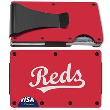 Cincinnati Engraved Titanium Red RFID Blocking Wallet w Clip D7