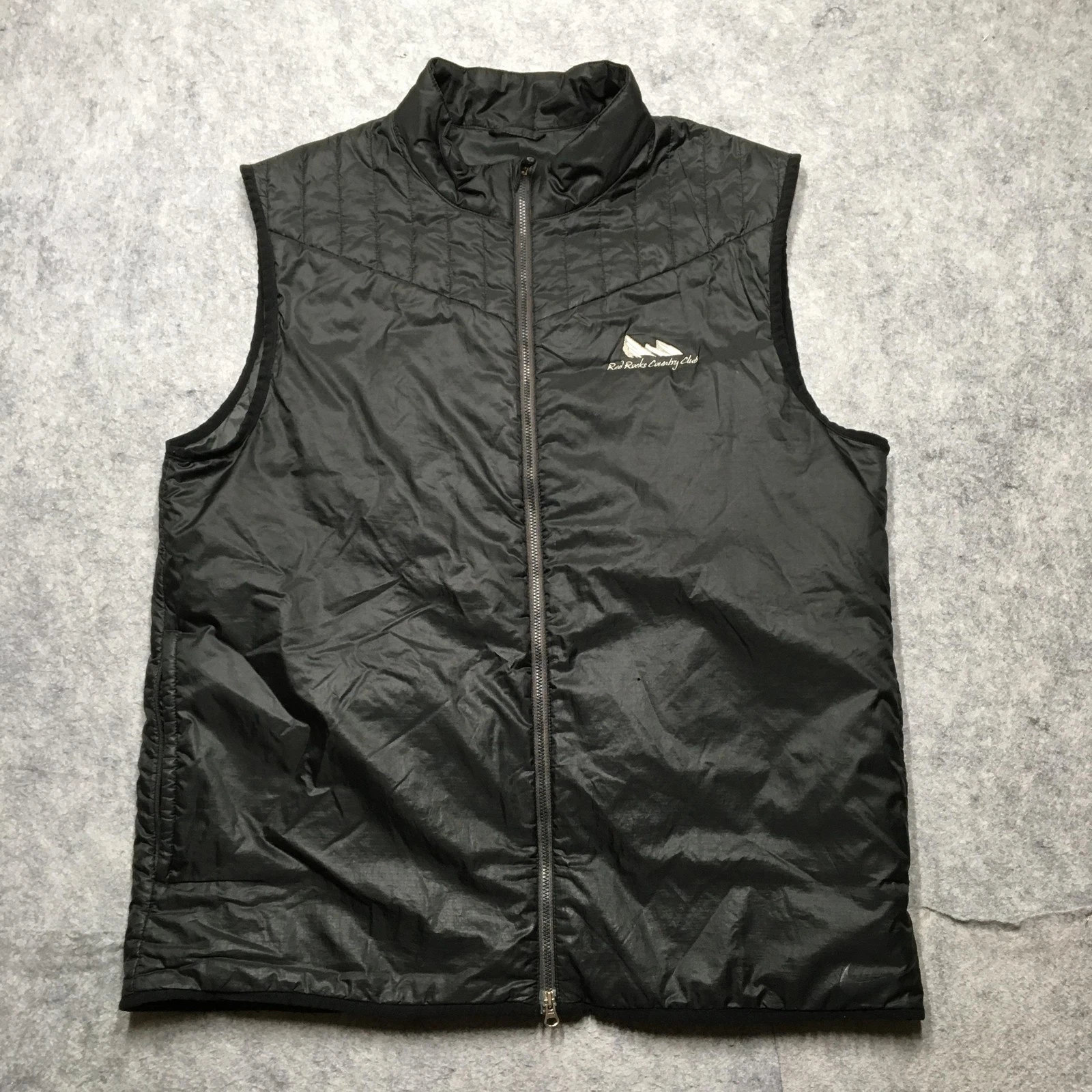 Nike Vest Mens XL Black Quilted Insulated Golf Puffer Red Rocks Country Club