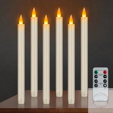 Flameless Taper Candles 10" Dripless Battery Operated Candle with Remote Timer