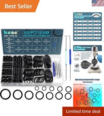 335 Pcs Hydraulic O-Ring SAE 900 Series 12 Size Buna-N 70A Inch O Rings Seal ...