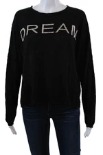 Stitch Drop Womens Cotton Blend Round Neck Pullover Sweater Top Black Size M