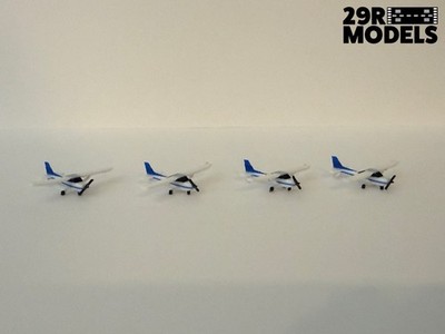 (BLUE) 1/400 Scale Cessna 172 Skyhawk 3D Printed Airplane Model (4-PACK)