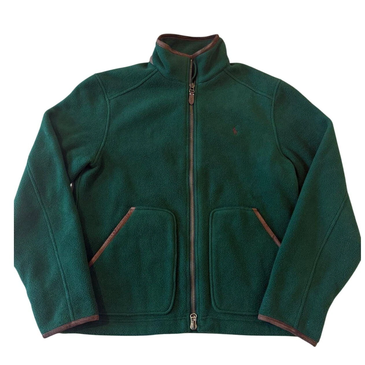 Polo Ralph Lauren Fleece Jacket Mens M Green Full Zip Genuine Leather Trim Pony
Opens in a new windo