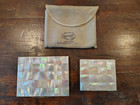 Vintage Mother of Pearl Compact and Cigarette Case by Raycraft with Pouch