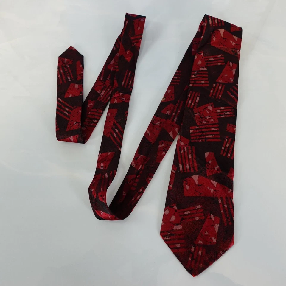 Corbata para el cuello para hombre roja gráfica artista retazos pintura de lujo genial KIMIJIMA Japón Foto 3 de 4