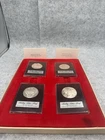 1973 FRANKLIN MINT "HOLIDAY" 4 DIFFERENT MEDAL SET STERLING SILVER PROOF CERTS