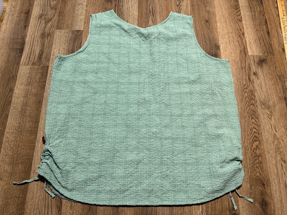 Camiseta sin mangas Woolrich, para mujer talla grande 2XL, verde azul, texturizada, corbatas laterales nueva con etiquetas Foto 2 de 4