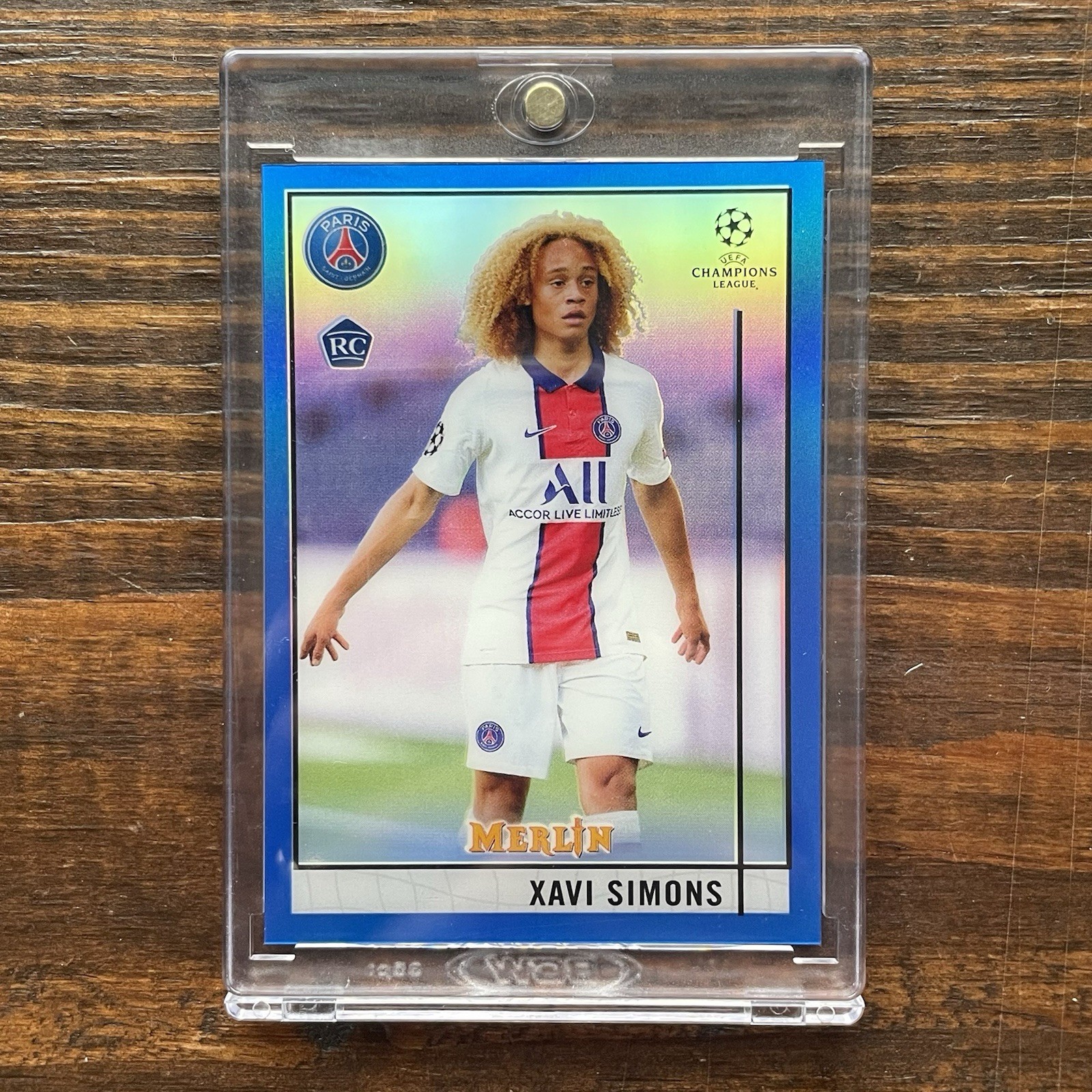 2020 Topps Chrome Merlin #87 XAVI SIMONS Blue Refractor Rookie RC /75
