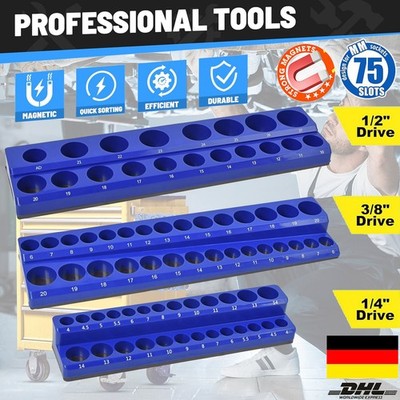 NEU 3ER-PACK Magnetische Steckschlüssel Organizer 1/4''3/8'' 1/2'' Stecknuss Halter
