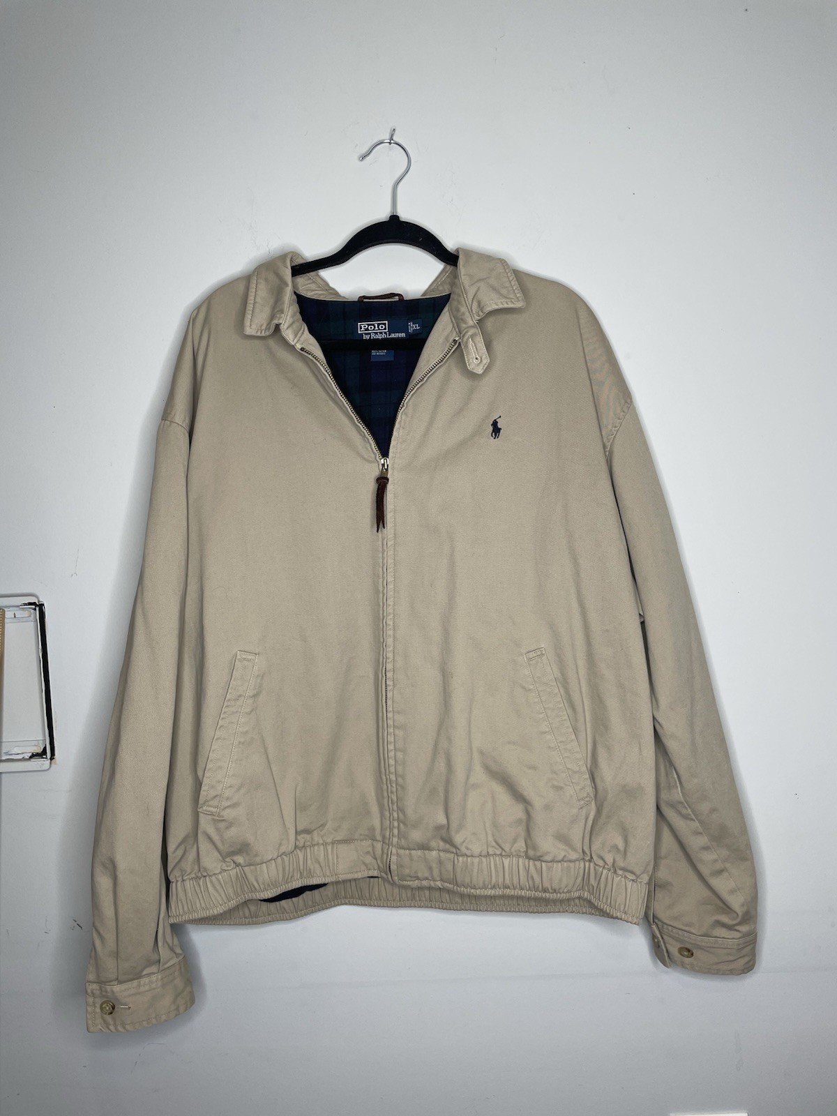Giacca Polo Ralph Lauren Vintage Uomo Extra Large Beige Harrington Anni 90 Logo Pony
