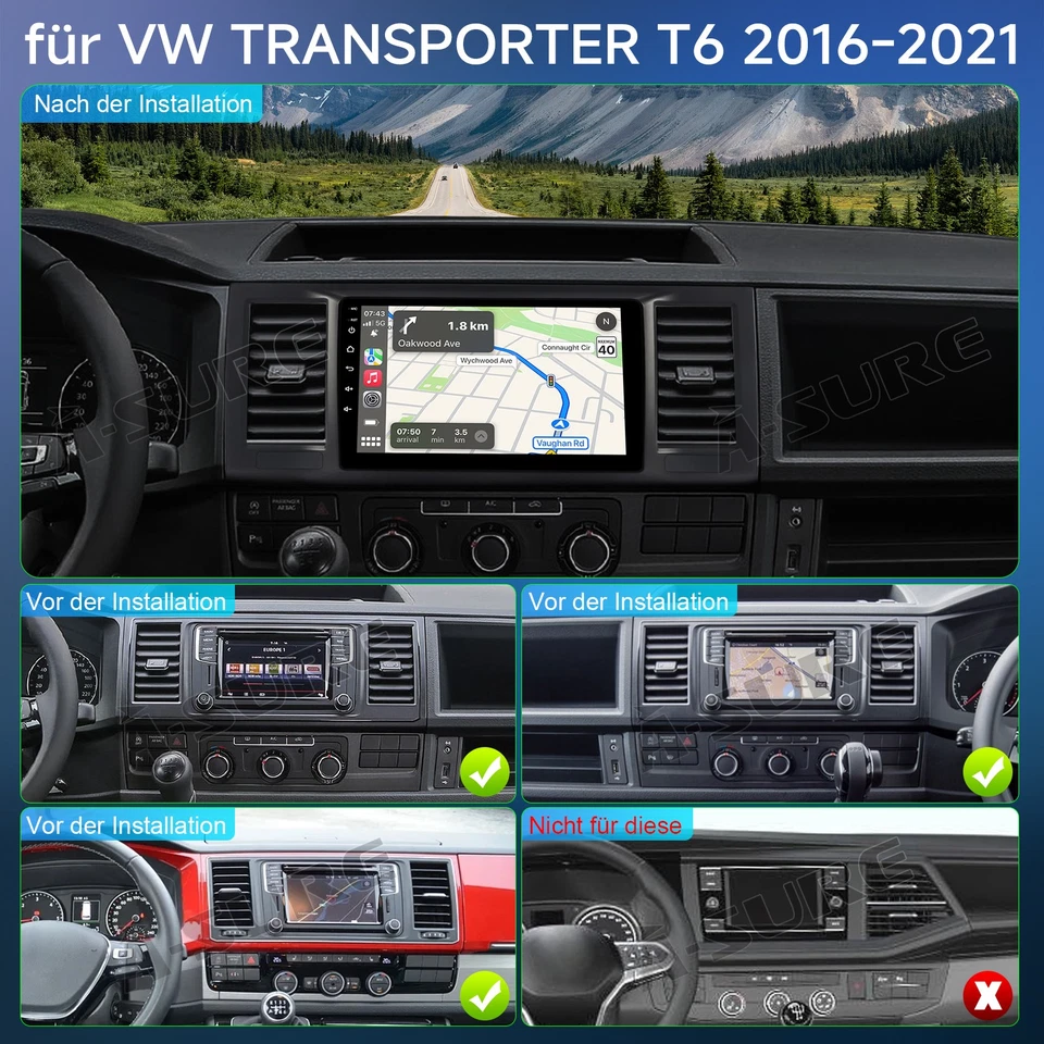 DAB+ 4+64GB Android 15 Autoradio Navi KAM Für VW T6 Transporter Multivan 2016-21 - Bild 4 von 4