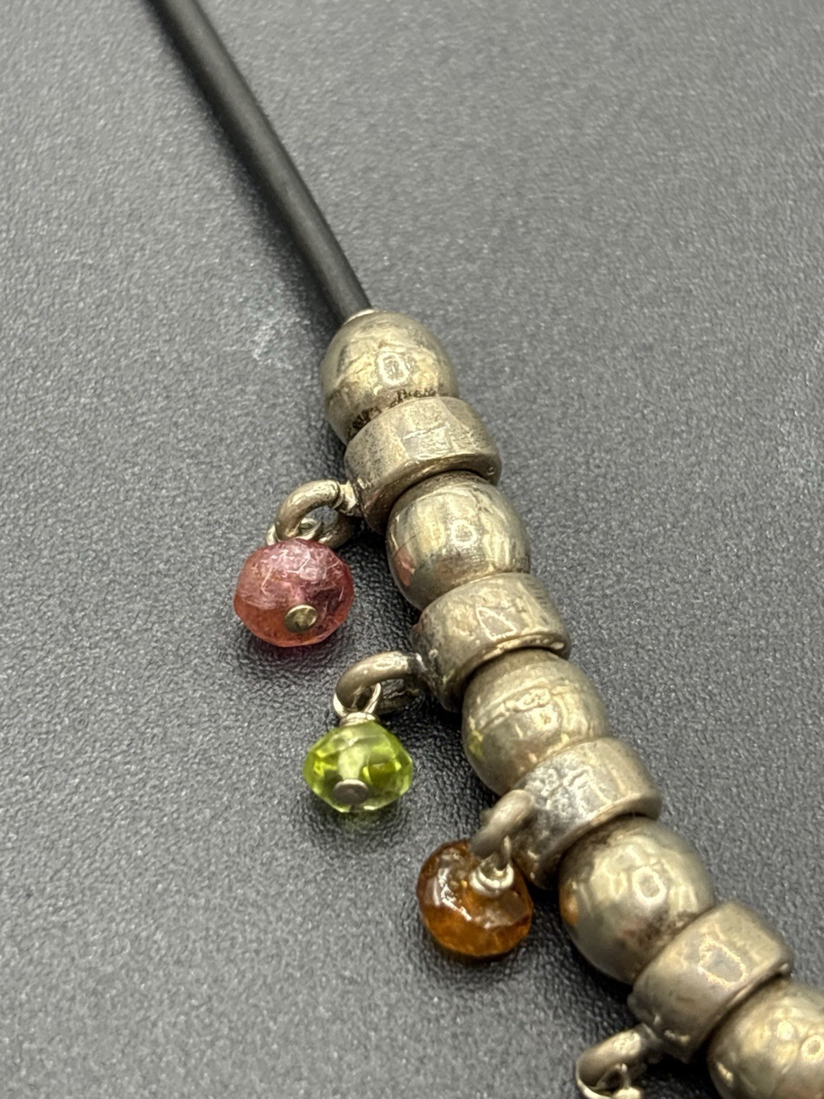 16" Sterling Silver Multiple Gemstone Dangle Neck… - image 2