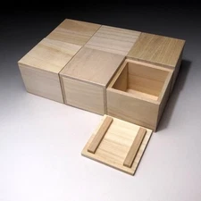$XU36 Japanese KIRI Wooden box for SAKE cup or small collection item, 6 pieces
